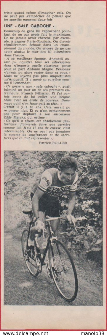 La Face Cachée De Jacques Anquetil. Cyclisme. Sport. Reportage. 1969. - Historical Documents
