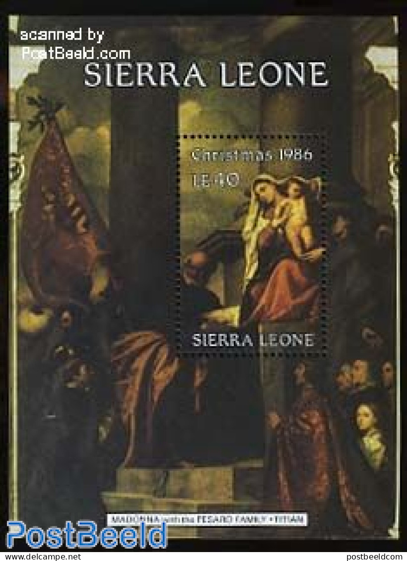 Sierra Leone 1986 Christmas S/s, Titian Painting, Mint NH, Religion - Christmas - Art - Paintings - Weihnachten