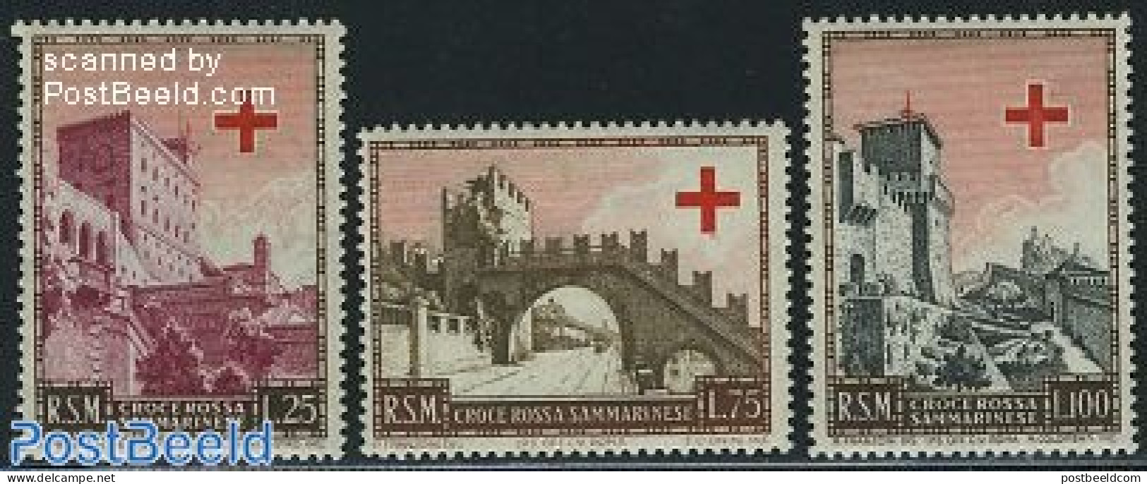 San Marino 1951 Red Cross 3v, Mint NH, Health - Red Cross - Neufs