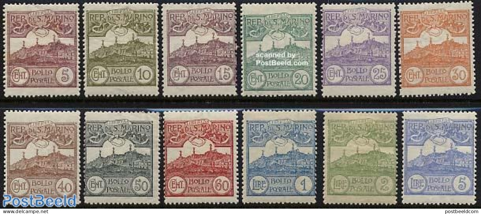 San Marino 1925 Mount Titano 12v, Unused (hinged) - Unused Stamps