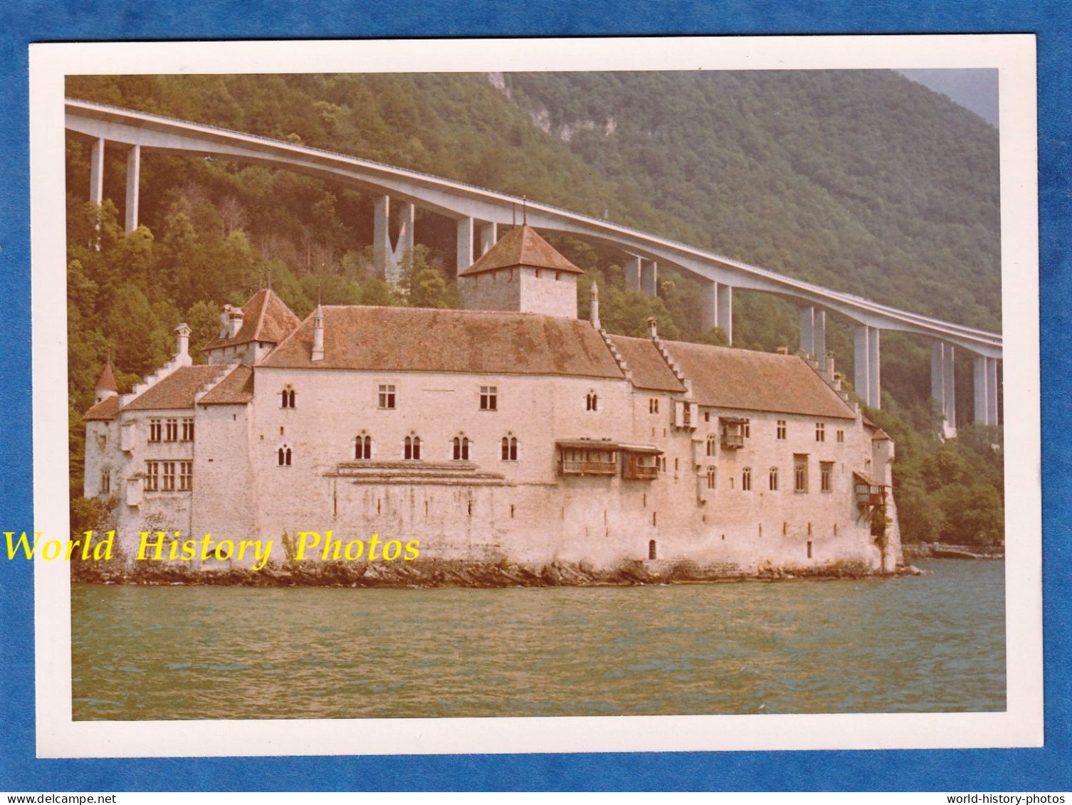Photo Ancienne- CHILLON - Viaduc Au Dessus Du Château - 1971 - Veytaux Montreux Lac Léman Suisse Architecture Pont Route - Europe