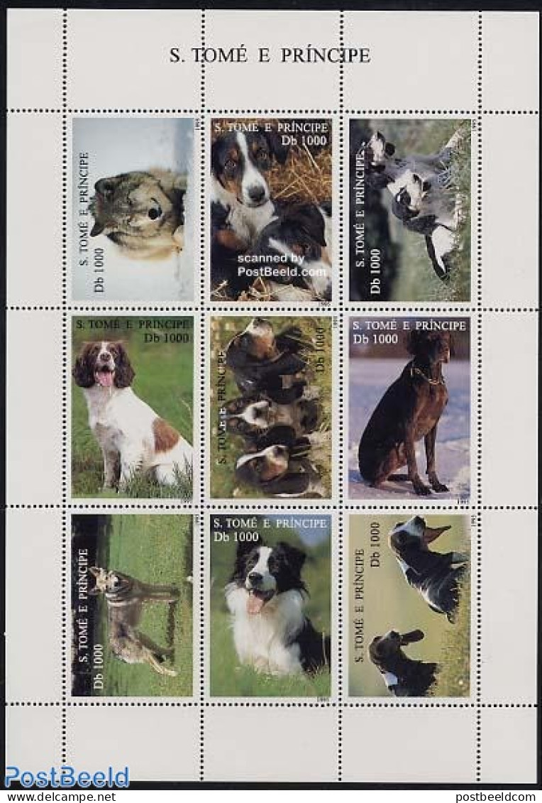 Sao Tome/Principe 1995 Dogs 9v M/s, Mint NH, Nature - Dogs - Sao Tome And Principe