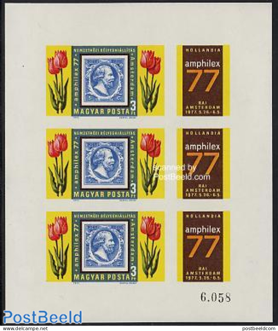 Hungary 1977 AMPHILEX M/s Imperforated, Mint NH, History - Nature - Netherlands & Dutch - Flowers & Plants - Stamps On.. - Nuovi