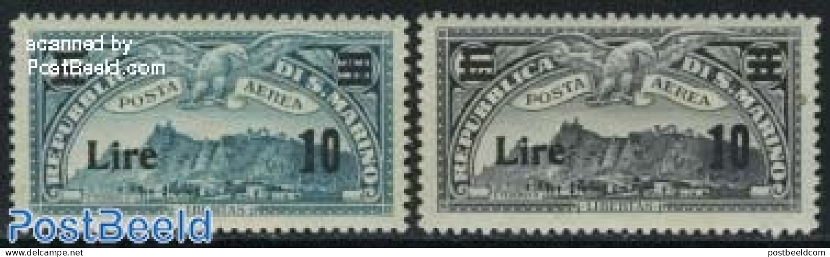 San Marino 1942 Airmail Overprints 2v, Mint NH, Nature - Birds - Birds Of Prey - Unused Stamps