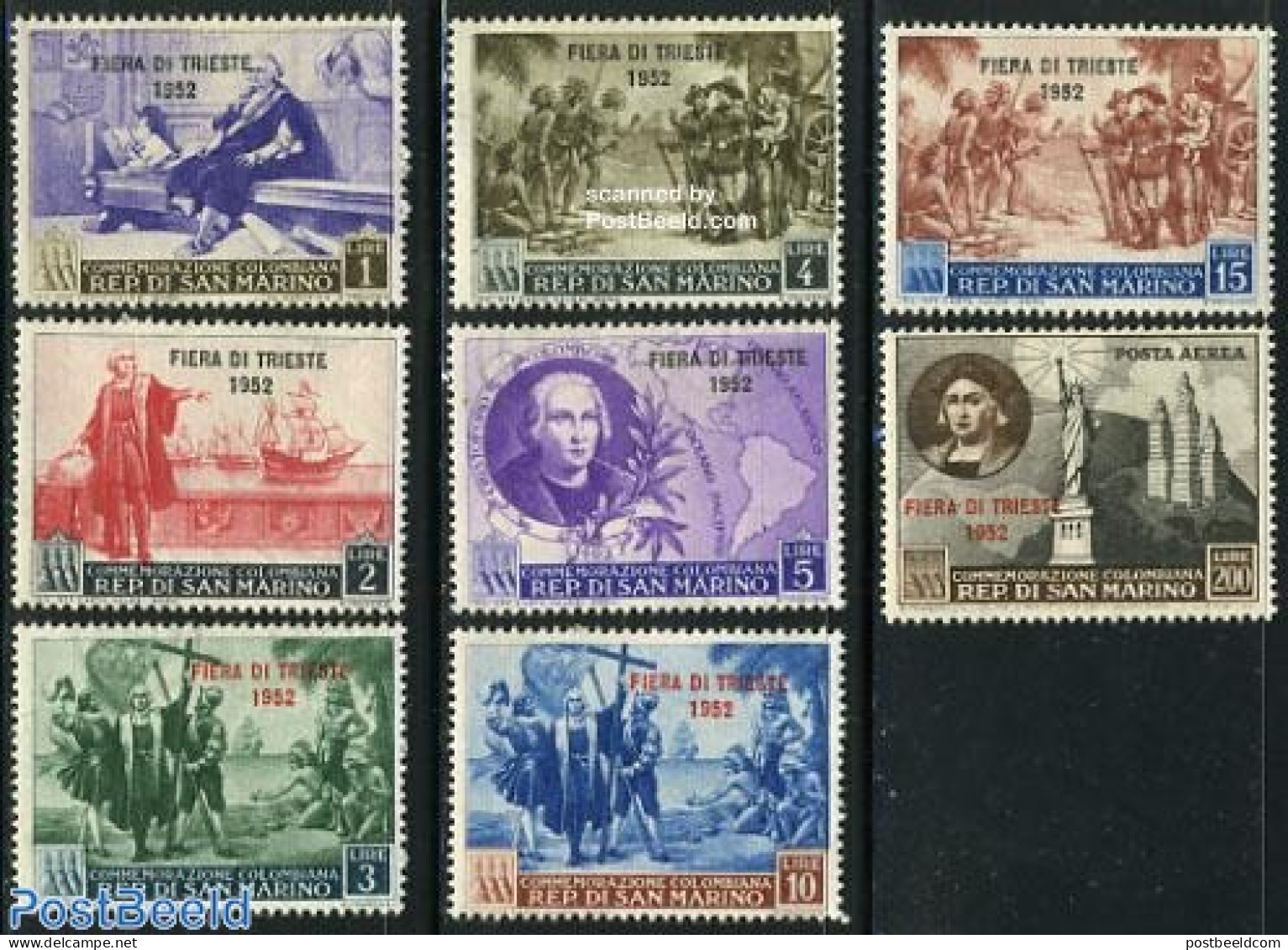 San Marino 1952 Triest Fair, Columbus 8v, Mint NH, History - Transport - Explorers - Ships And Boats - Unused Stamps