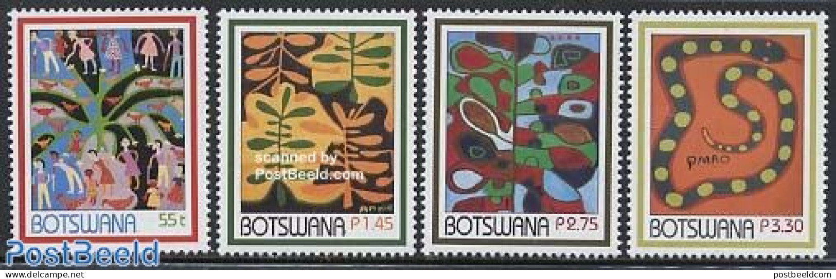 Botswana 2004 Contemporary Art 4v, Mint NH, Nature - Poultry - Snakes - Art - Modern Art (1850-present) - Botswana (1966-...)