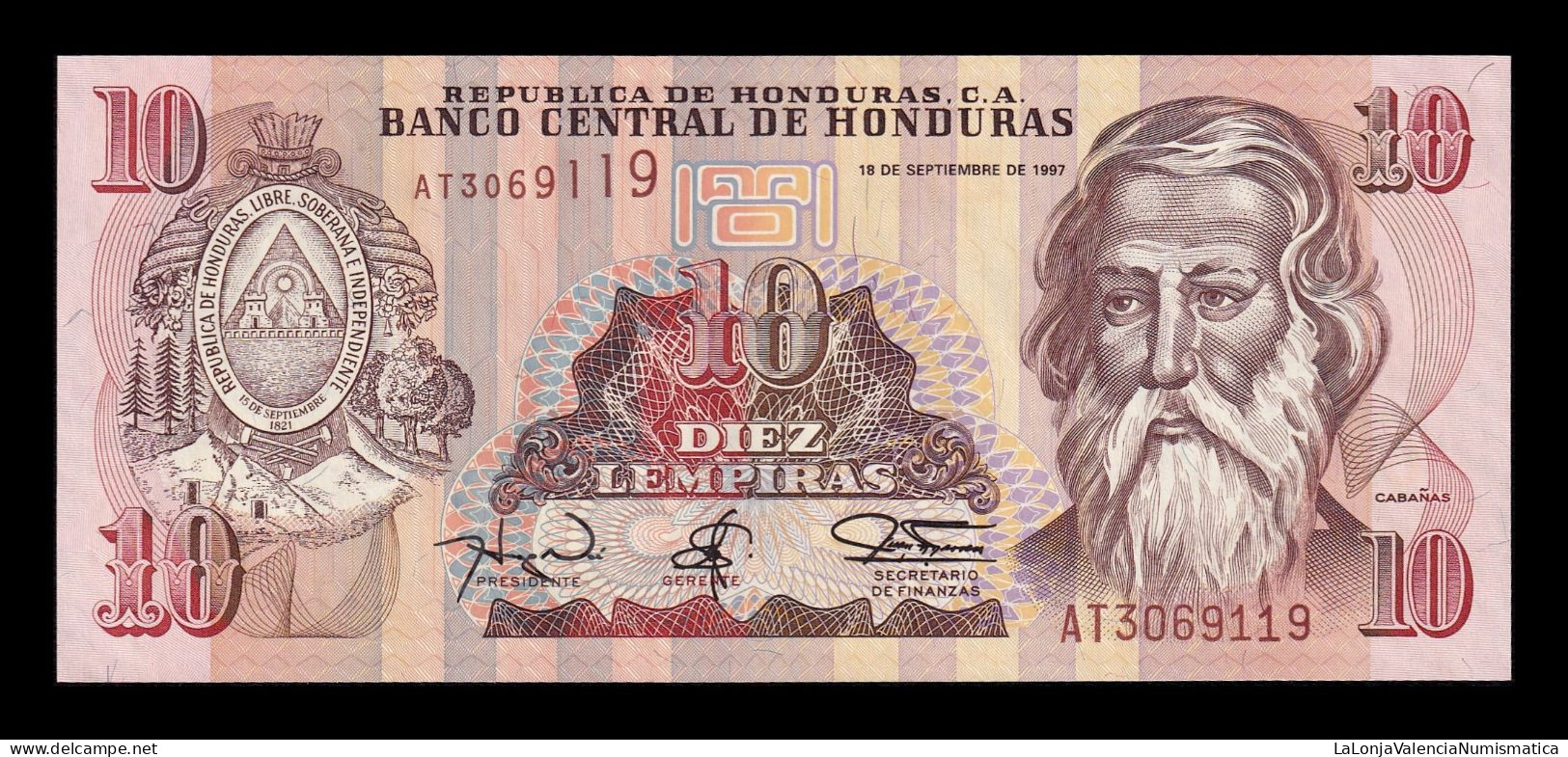 Honduras 10 Lempiras 1997 Pick 82b Sc Unc - Honduras