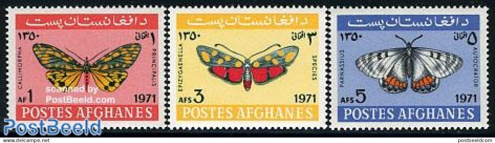 Afghanistan 1971 Butterflies 3v, Mint NH, Nature - Butterflies - Afghanistan