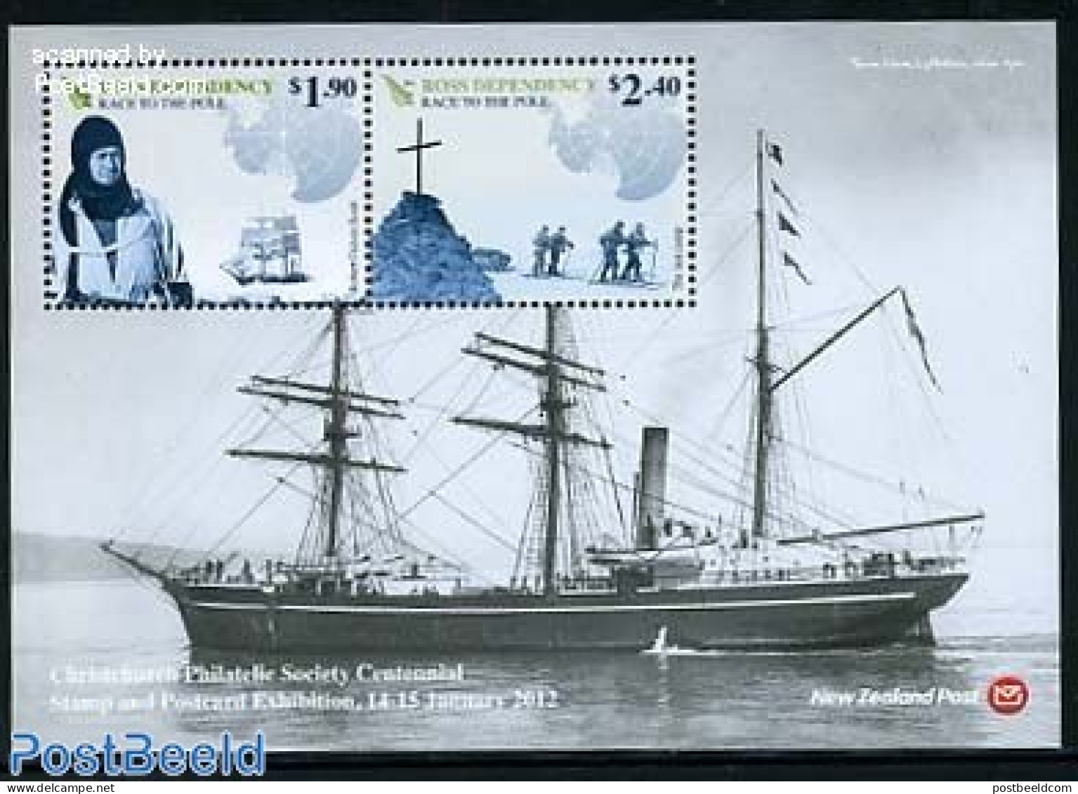 Ross Dependency 2012 Race To The Pole S/s, Mint NH, History - Transport - Various - Explorers - Ships And Boats - Maps - Explorers