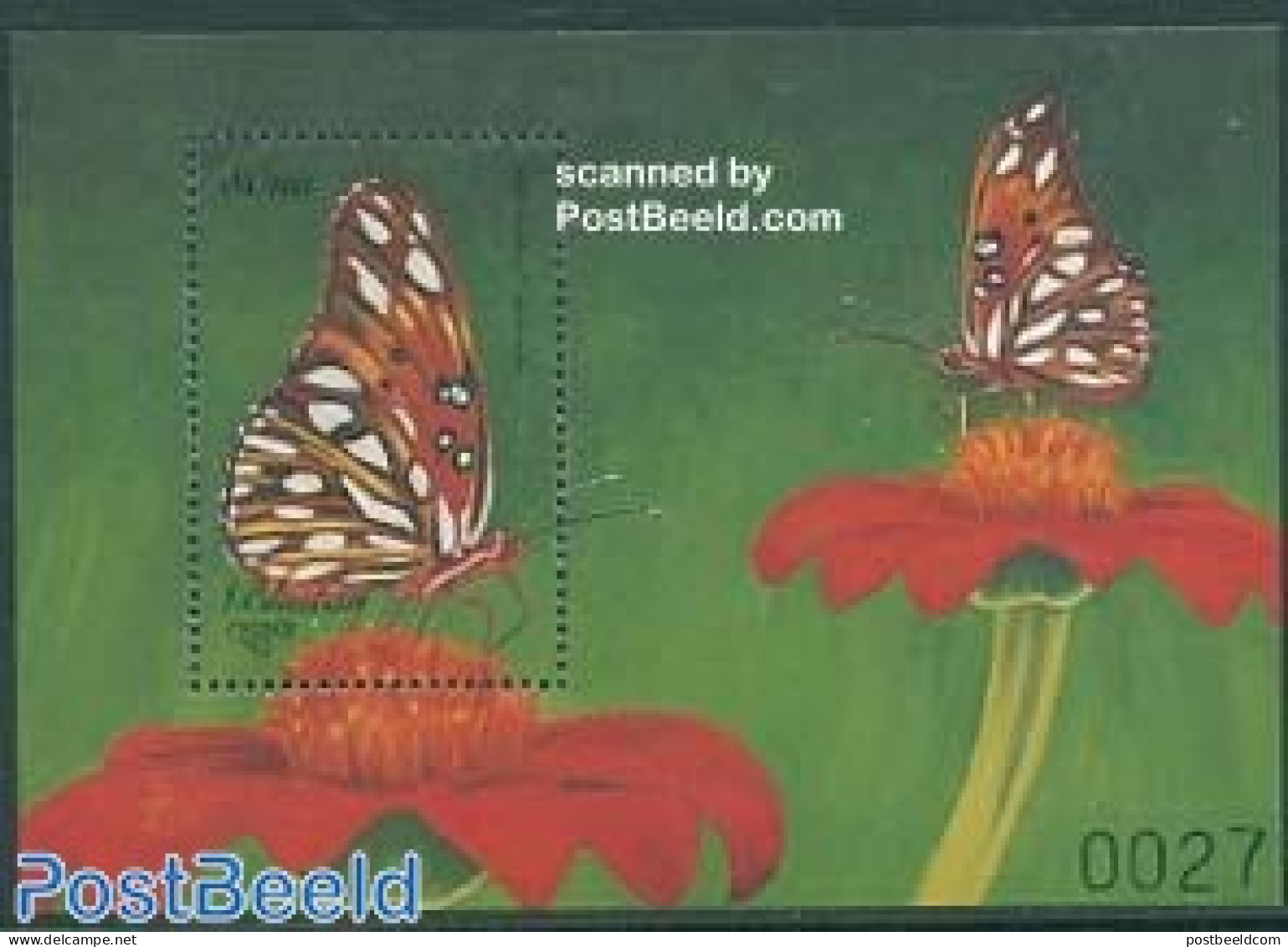 Bhutan 1999 Butterfly S/s, Agraulis Vanillae, Mint NH, Nature - Butterflies - Bhoutan