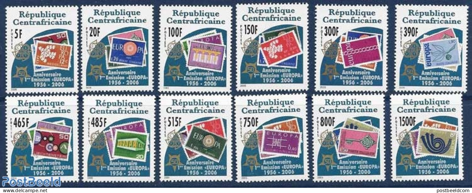 Central Africa 2005 50 Years Europa Stamps 12v, Mint NH, History - Europa Hang-on Issues - Stamps On Stamps - Europäischer Gedanke
