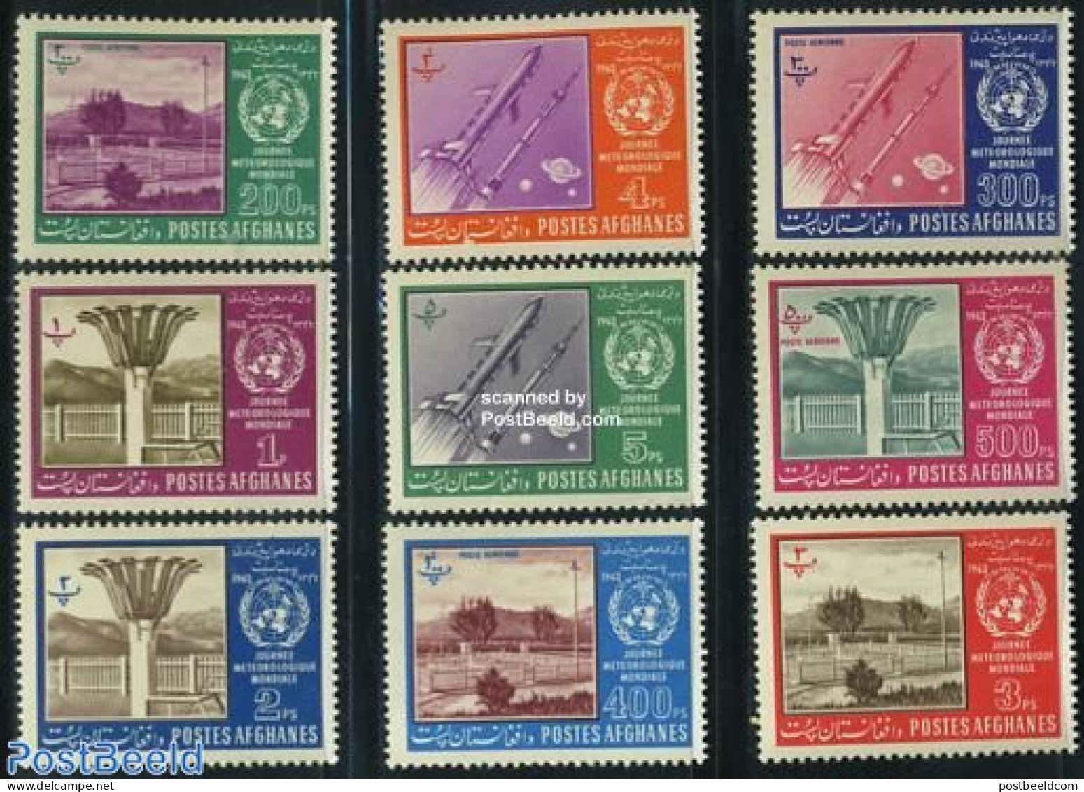 Afghanistan 1963 Meteorology Day 9v, Mint NH, Science - Transport - Meteorology - Space Exploration - Clima & Meteorologia