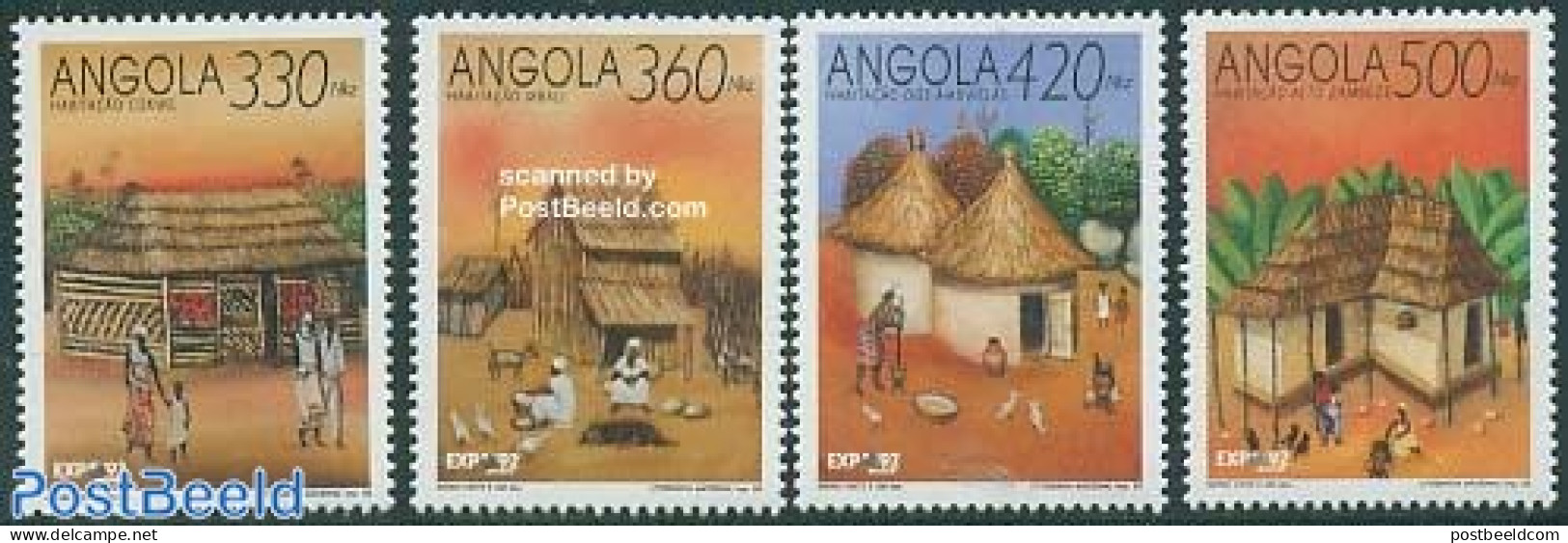 Angola 1992 Tradional Houses 4v, Mint NH, Art - Architecture - Angola