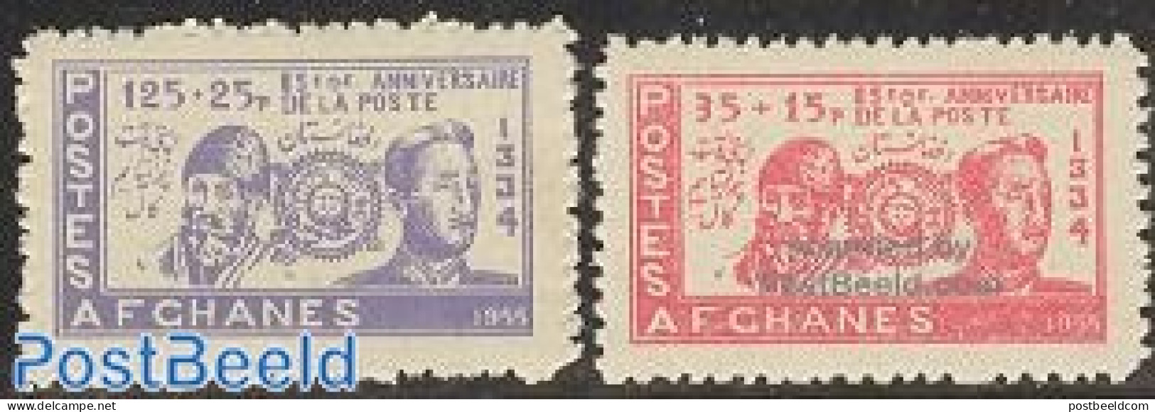 Afghanistan 1955 85 Years Afghan Post 2v, Mint NH, History - Post - Stamps On Stamps - Poste