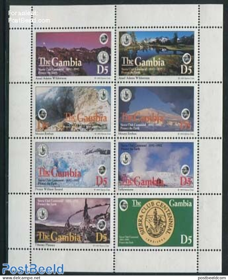 Gambia 1994 Sierra Club 8v M/s, Mint NH, Sport - Mountains & Mountain Climbing - Escalade