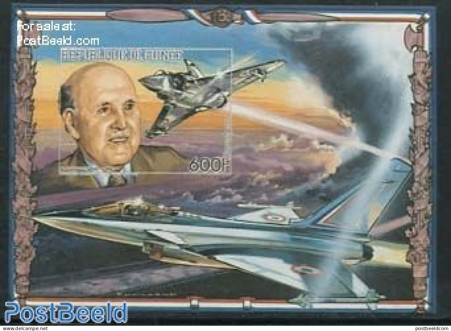 Guinea, Republic 1986 Marcel Dassault S/s, Imperforated, Mint NH, Transport - Aircraft & Aviation - Avions