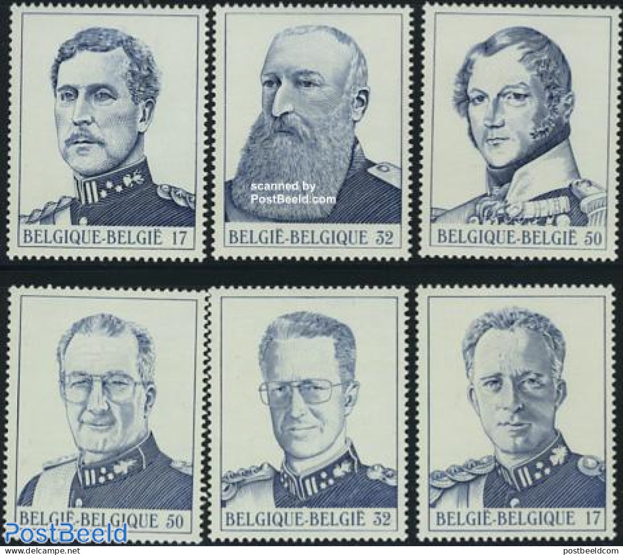 Belgium 1999 Kings 6v (from S/s), Mint NH, History - Kings & Queens (Royalty) - Unused Stamps