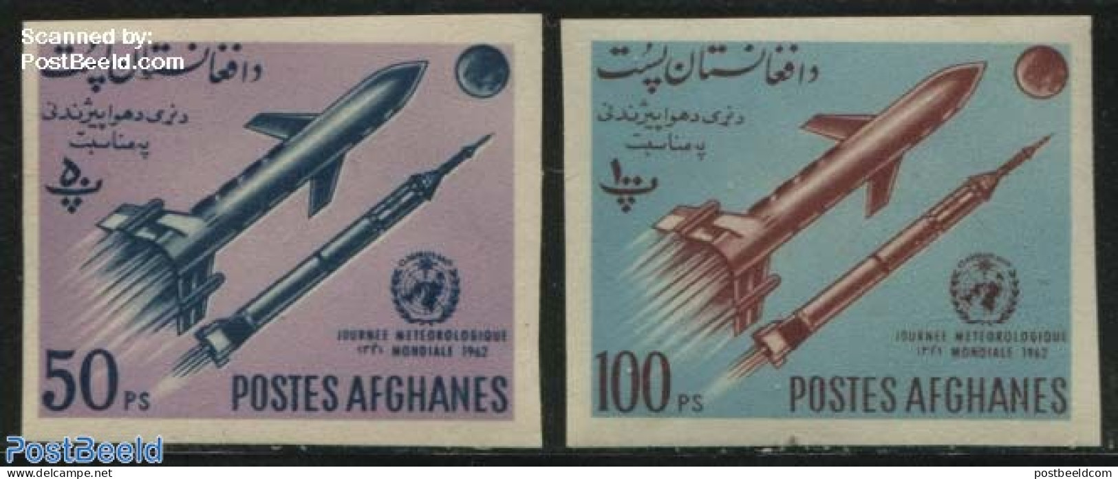 Afghanistan 1962 Meteorology Day 2v Imperforated, Mint NH, Science - Transport - Meteorology - Space Exploration - Clima & Meteorologia