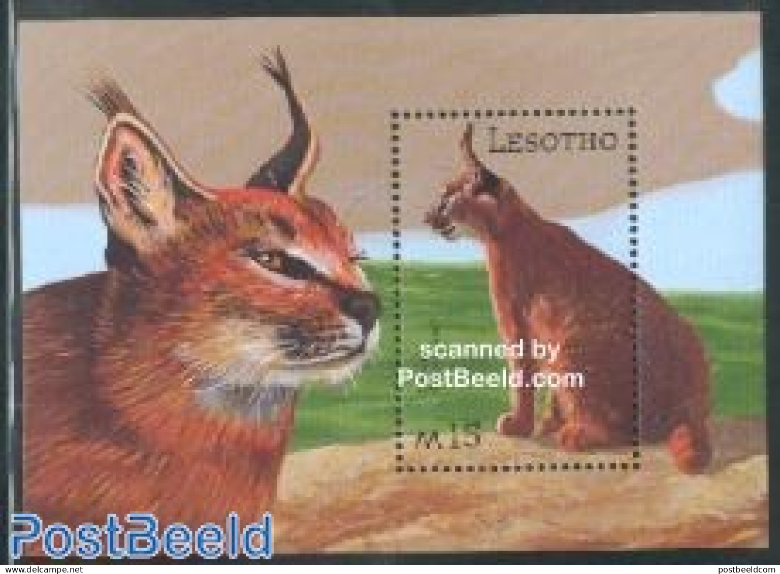 Lesotho 2001 Caracal S/s, Mint NH, Nature - Animals (others & Mixed) - Cat Family - Lesotho (1966-...)