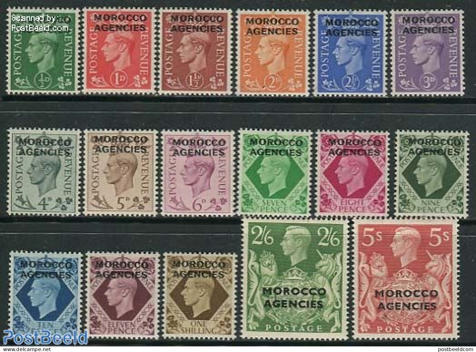 Great Britain 1949 Morocco Agencies 17v, Mint NH - Nuovi