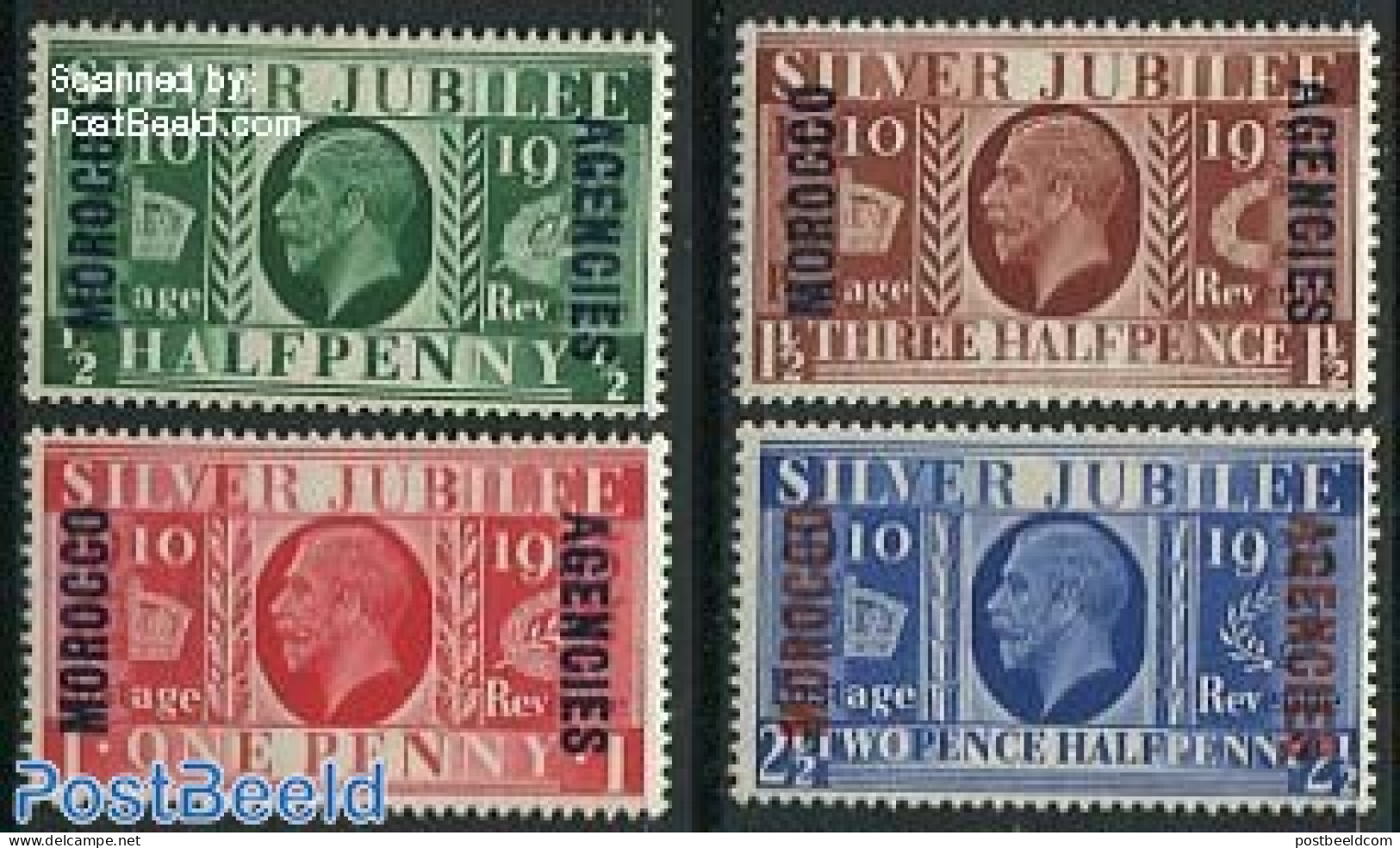 Great Britain 1935 MOROCCO AGENCIES, Silver Jubilee 4v, Mint NH, History - Kings & Queens (Royalty) - Neufs