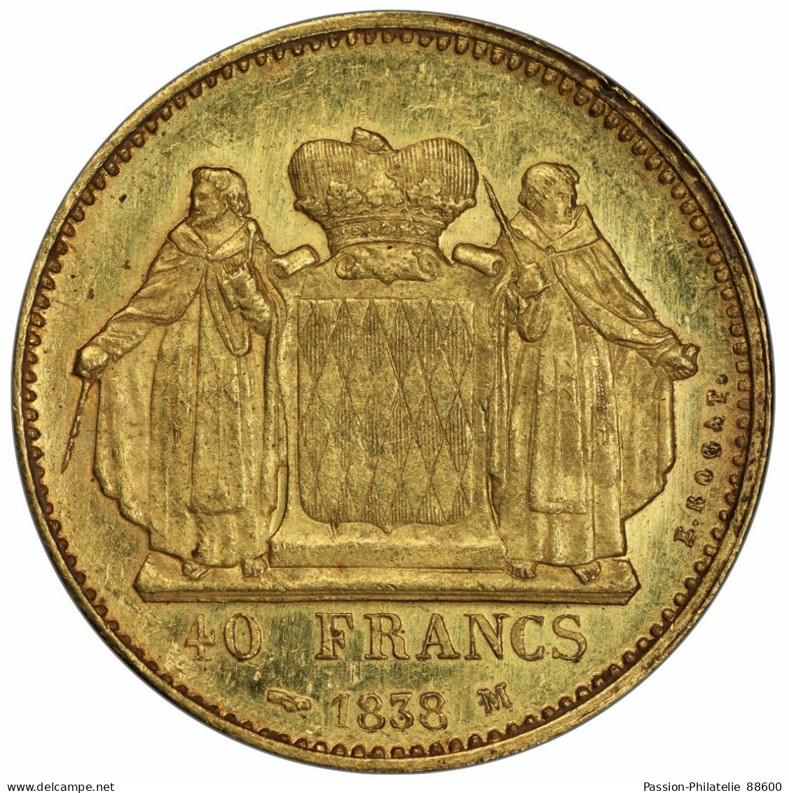 Monaco Honoré V 40 Francs Or Essai 1838 M - 1819-1922 Honoré V, Charles III, Albert I