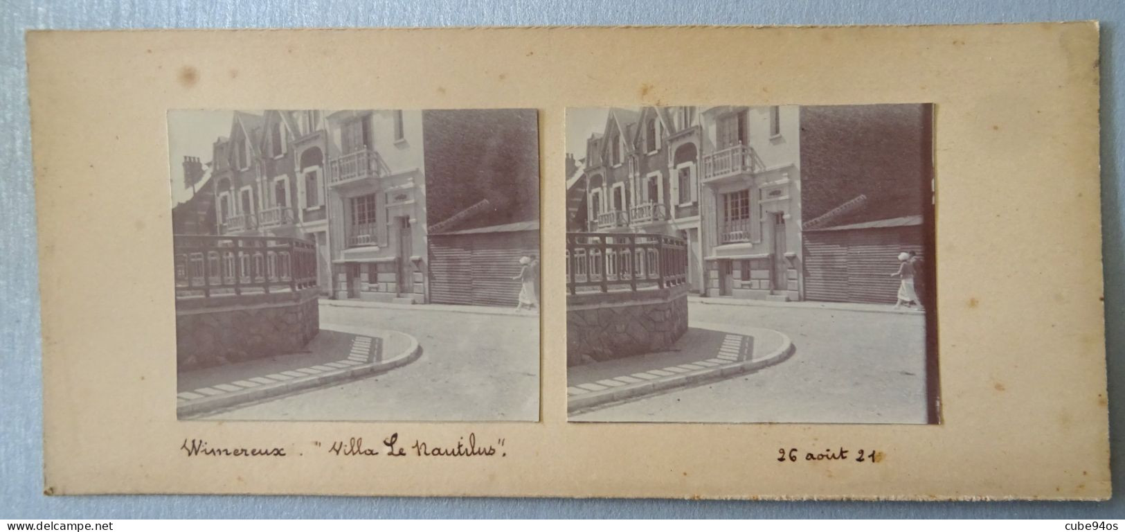 PHOTO STEREOSCOPIQUE DE WIMEREUX.  VILLA LE NAUTILUS . 1921. - Autres & Non Classés