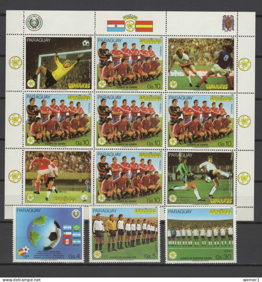 Paraguay 1982 Football Soccer World Cup Set Of 2 Sheetlets + 8 Stamps MNH - 1982 – Espagne