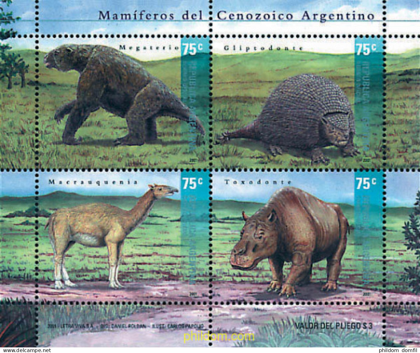 97507 MNH ARGENTINA 2001 MAMIFEROS DEL CENOZOICO ARGENTINO - Nuovi