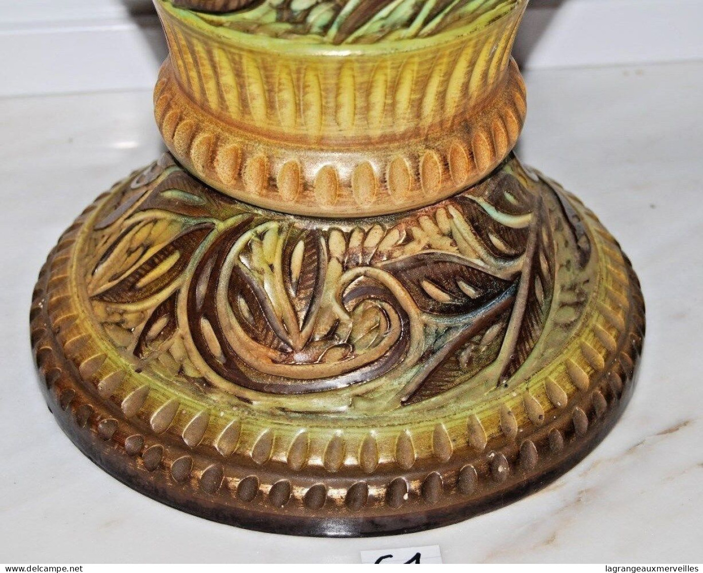 E1 Exceptionnel Vase INEDIT BECQUET QUAREGNON CACHET FAIT MAIN HENRI H 68 CM - Vasen