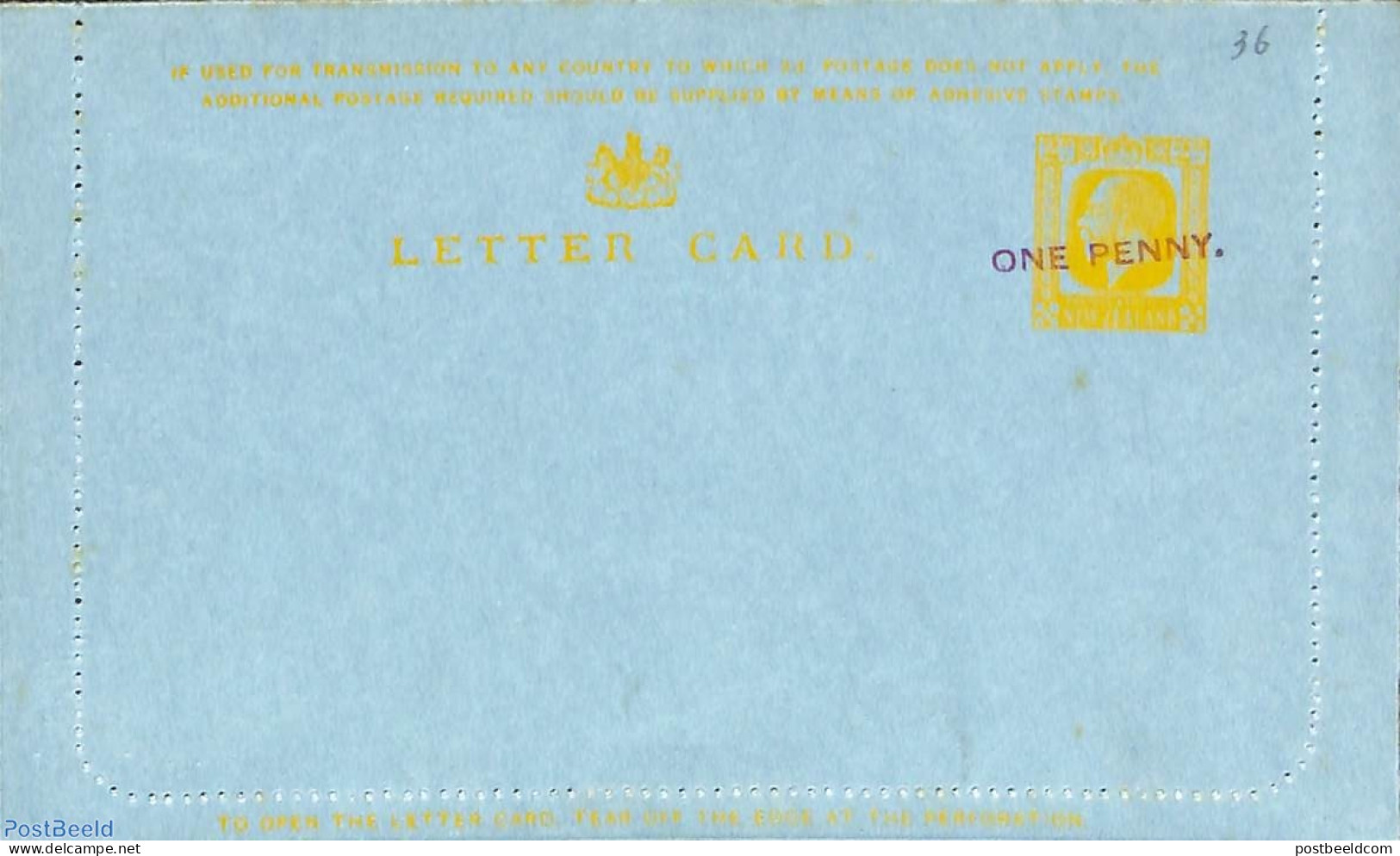 New Zealand 1932 Letter Card ONE PENNY On 2d, Unused Postal Stationary - Brieven En Documenten