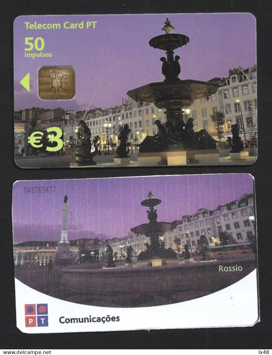 Phone Card With Rossio Fountain, In Lisbon. D. Maria II Theater. Cartão De Telefone Com Chafariz Do Rossio, Em Lisboa. T - Portogallo