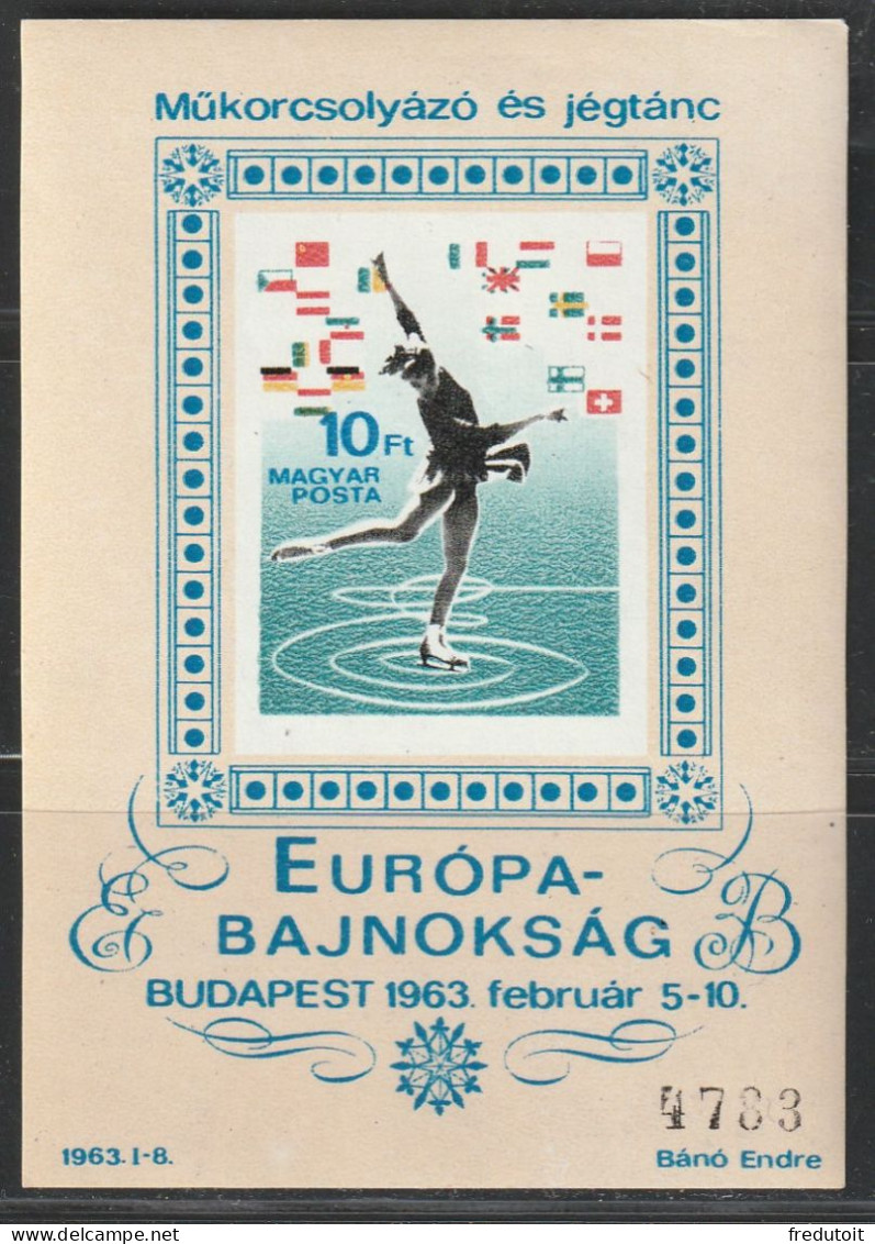 HONGRIE - BLOC N°43 ** NON DENTELE (1963) Championnats D'Europe De Patinage Artistique. - Blokken & Velletjes