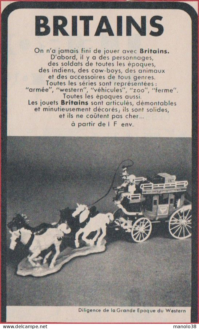 Britains. Figurines Miniatures. Visuel: Diligence De La Grande époque Du Western. Jouet. 1969. - Publicités