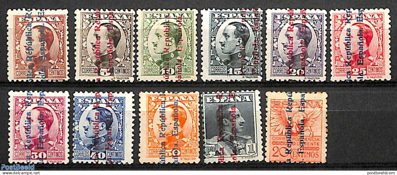 Spain 1931 Definitives Overprints 11v, Unused (hinged) - Unused Stamps