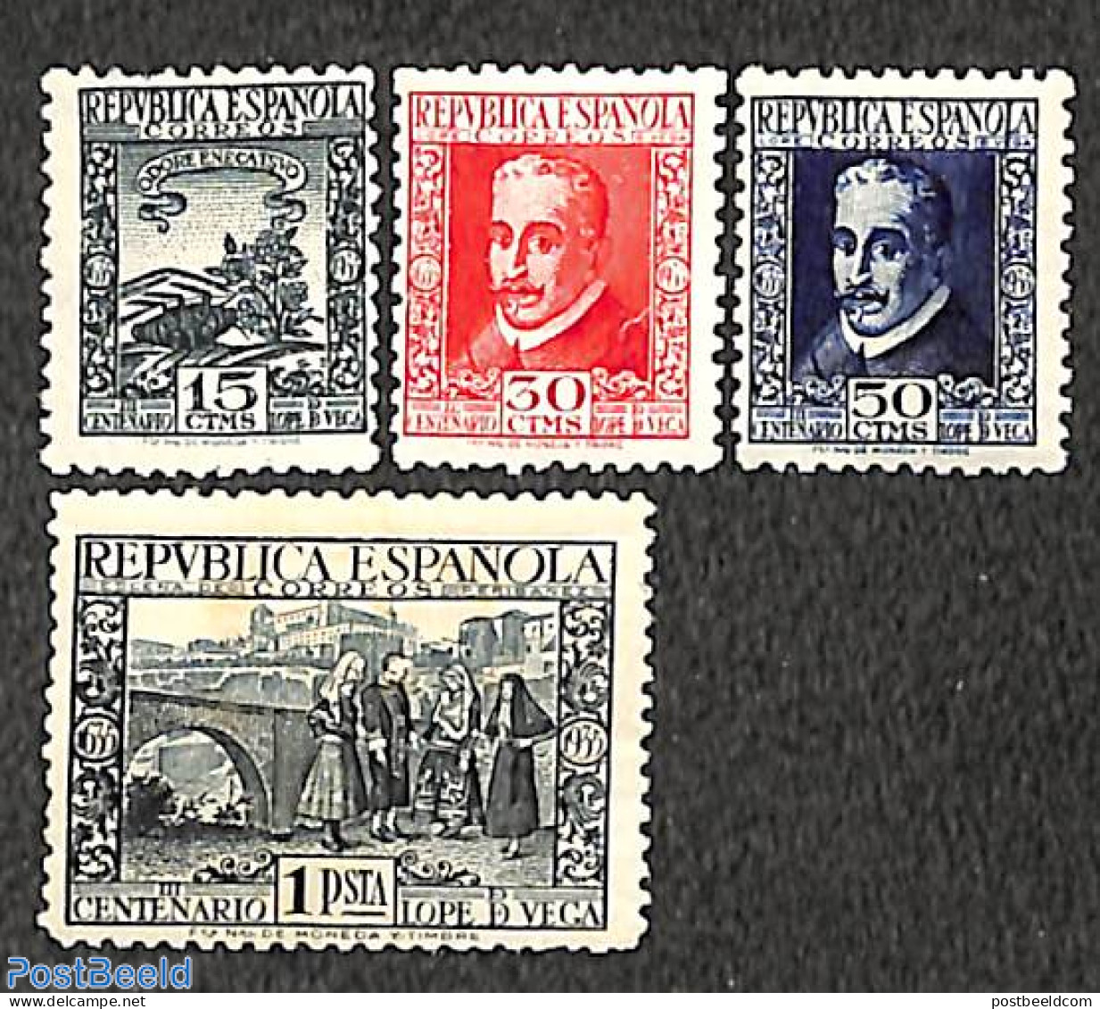 Spain 1935 Lope Felix De Vega Carpio 4v, Unused (hinged), Performance Art - Theatre - Unused Stamps
