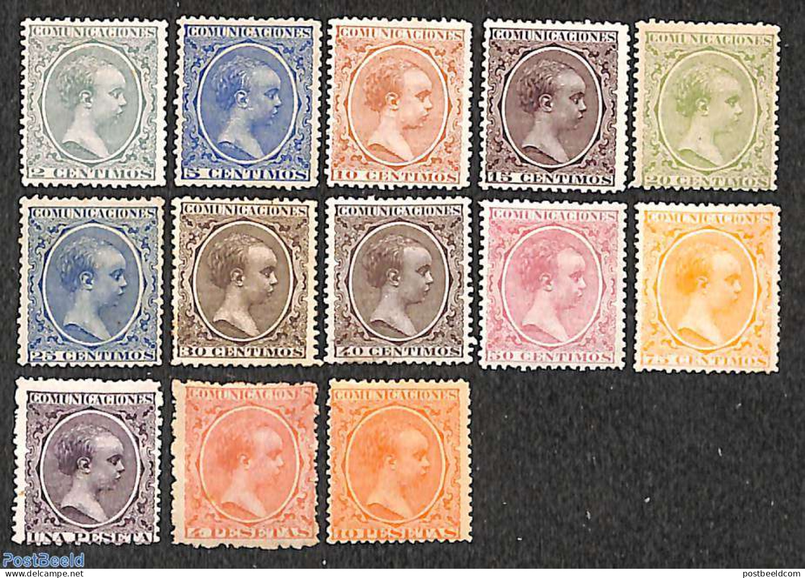 Spain 1889 King Alphonse XIII 13v, Unused (hinged) - Unused Stamps