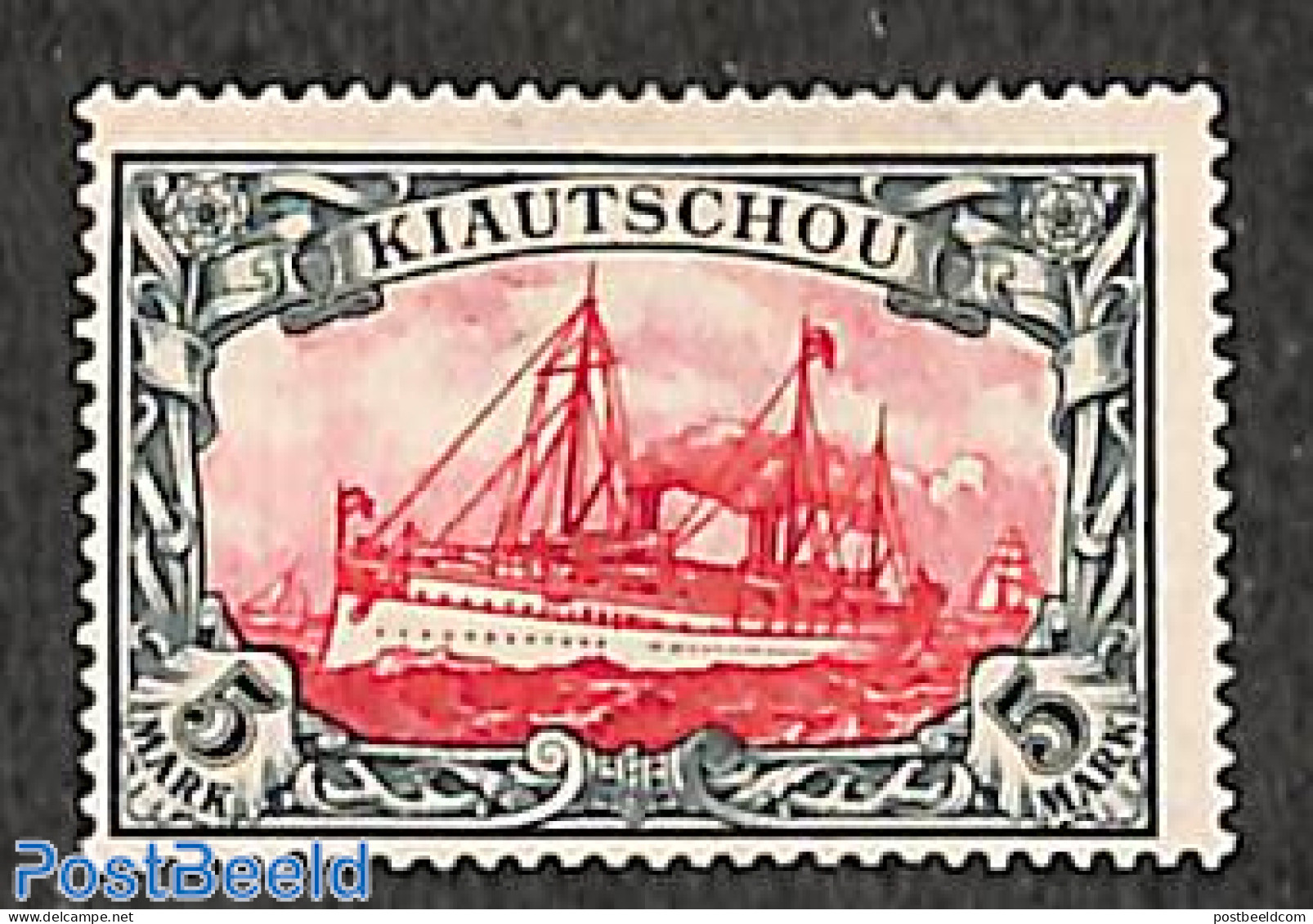 Germany, Colonies 1901 Kiatschou, 5M Without WM, MNH, Mint NH, Transport - Ships And Boats - Schiffe