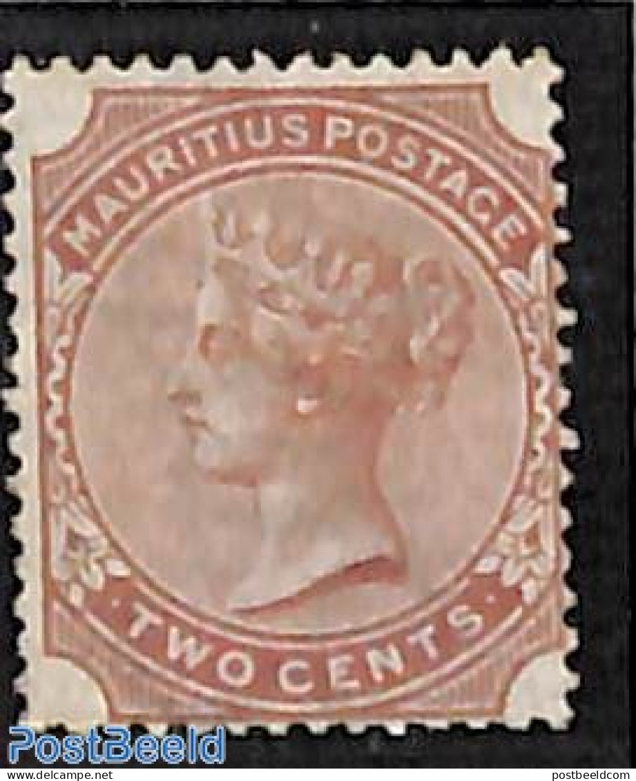 Mauritius 1879 2c, WM CC-Crown, Stamp Out Of Set, Unused (hinged) - Maurice (1968-...)