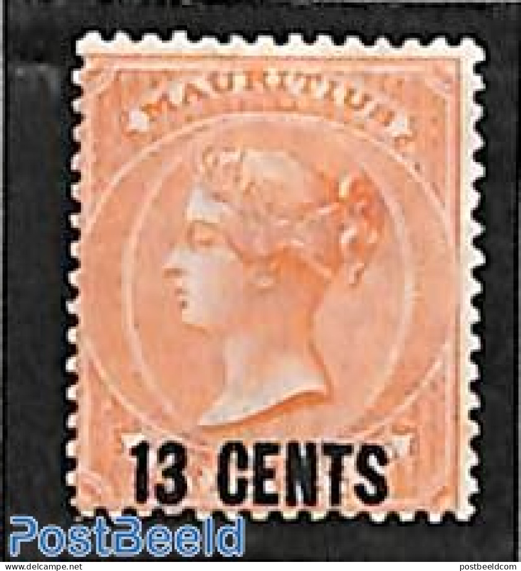 Mauritius 1878 13c On 3d, Stamp Out Of Set, Unused (hinged) - Mauricio (1968-...)