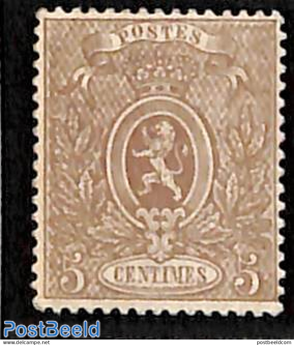 Belgium 1866 5c, Brown, Coat Of Arms, Unused (hinged) - Unused Stamps