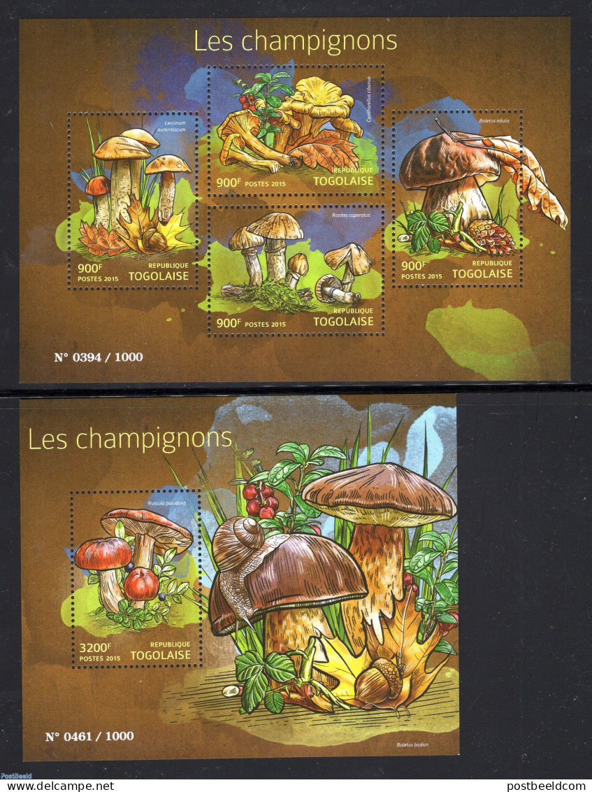 Togo 2015 Mushrooms 2 S/s, Mint NH, Nature - Mushrooms - Mushrooms