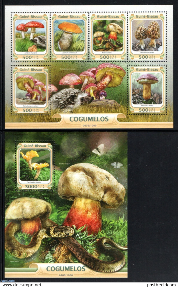 Guinea Bissau 2016 Mushrooms 2 S/s, Mint NH, Nature - Mushrooms - Mushrooms