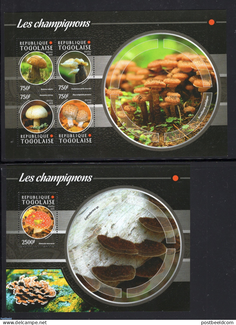 Togo 2015 Mushrooms 2 S/s, Mint NH, Nature - Mushrooms - Champignons