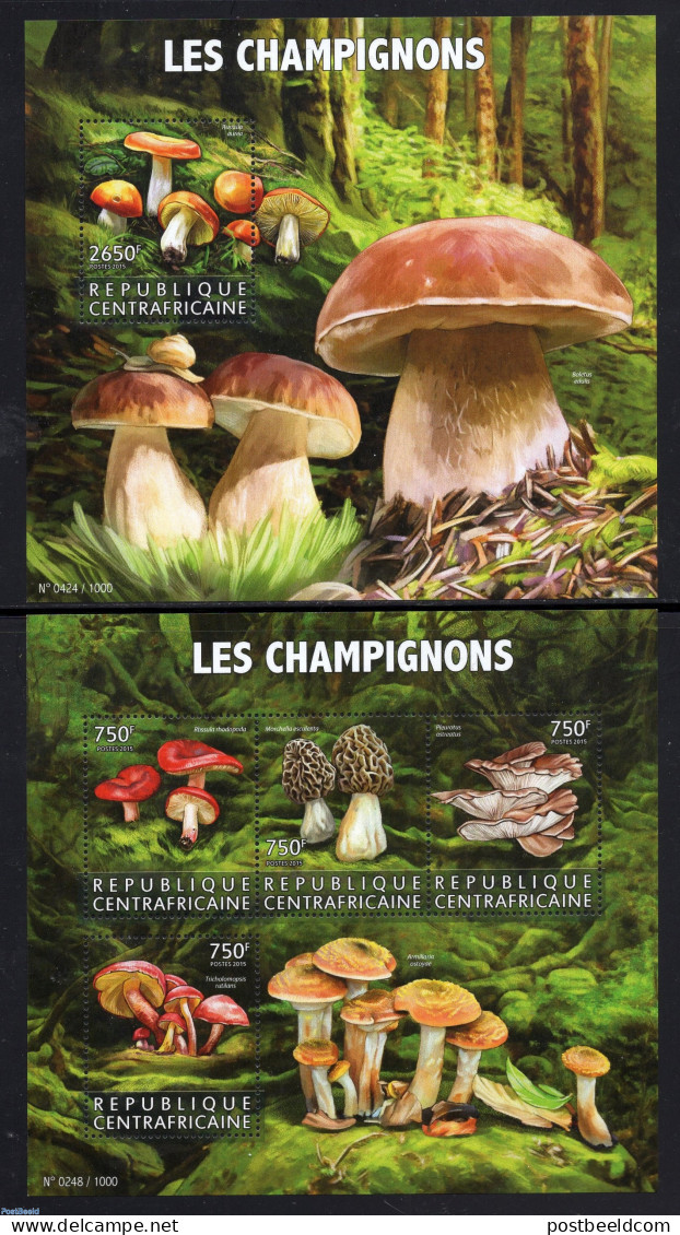 Central Africa 2015 Mushrooms 2 S/s, Mint NH, Nature - Mushrooms - Paddestoelen