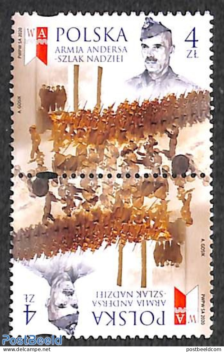 Poland 2020 Anders Army Tete-Beche Pair, Mint NH, History - Militarism - Unused Stamps