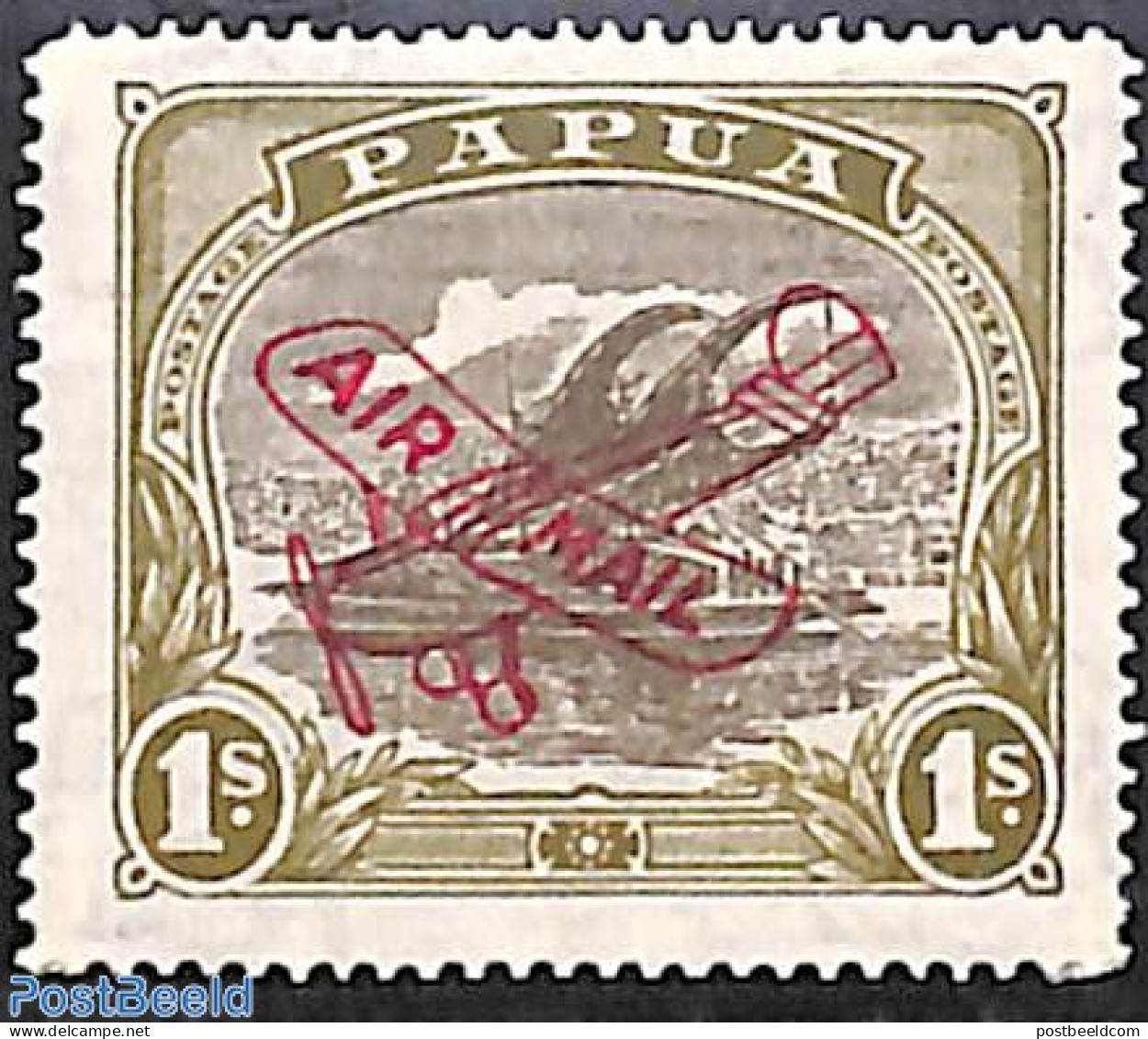 Papua 1930 1Sh, Stamp Out Of Set, Unused (hinged), Transport - Aircraft & Aviation - Flugzeuge