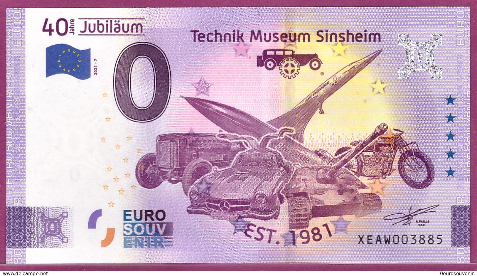 0-Euro XEAW 2021-7 40 JAHRE JUBILÄUM TECHNIK MUSEUM SINSHEIM - Privatentwürfe