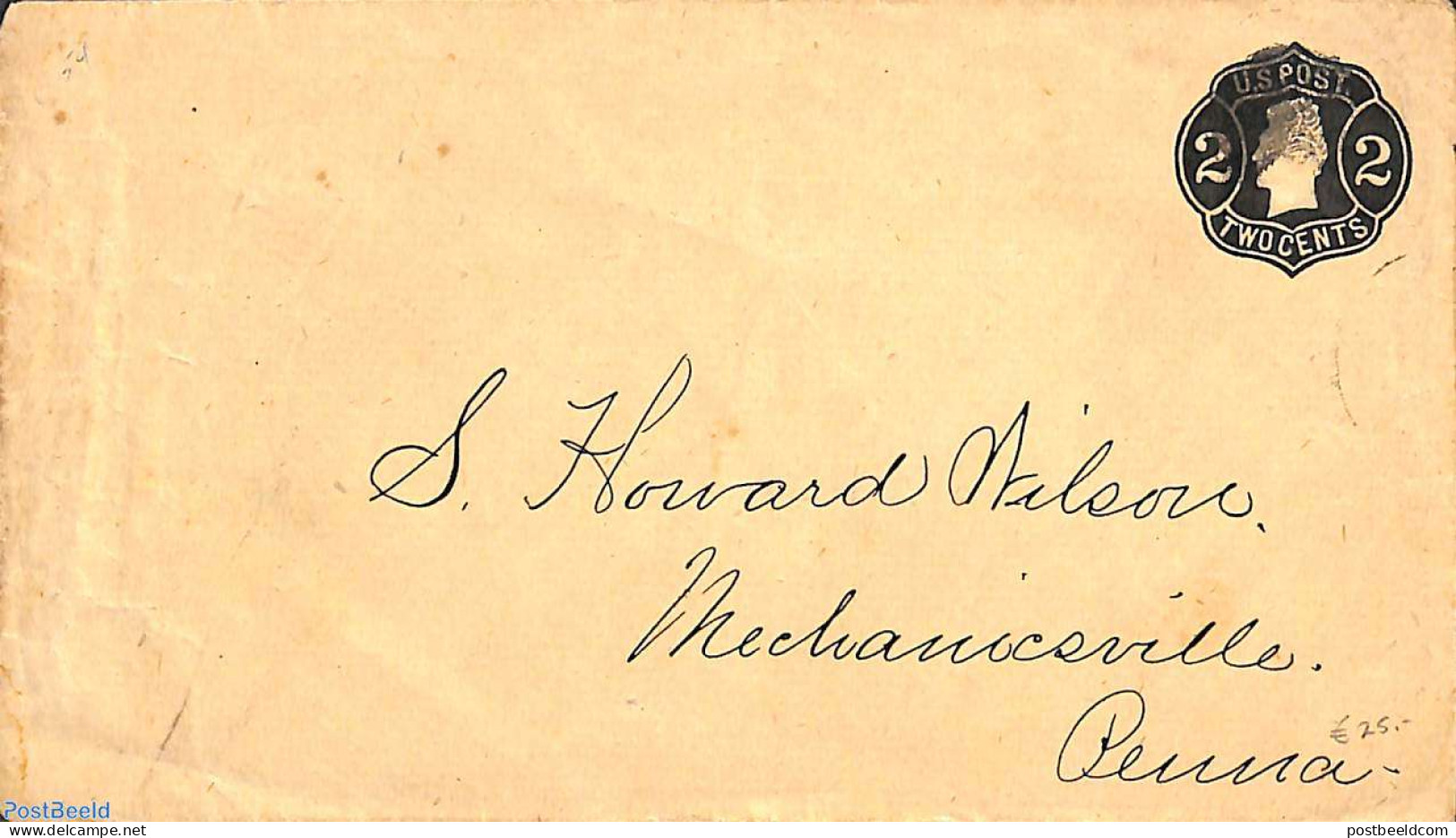 United States Of America 1870 Envelope 2c, Used, Used Postal Stationary - Brieven En Documenten
