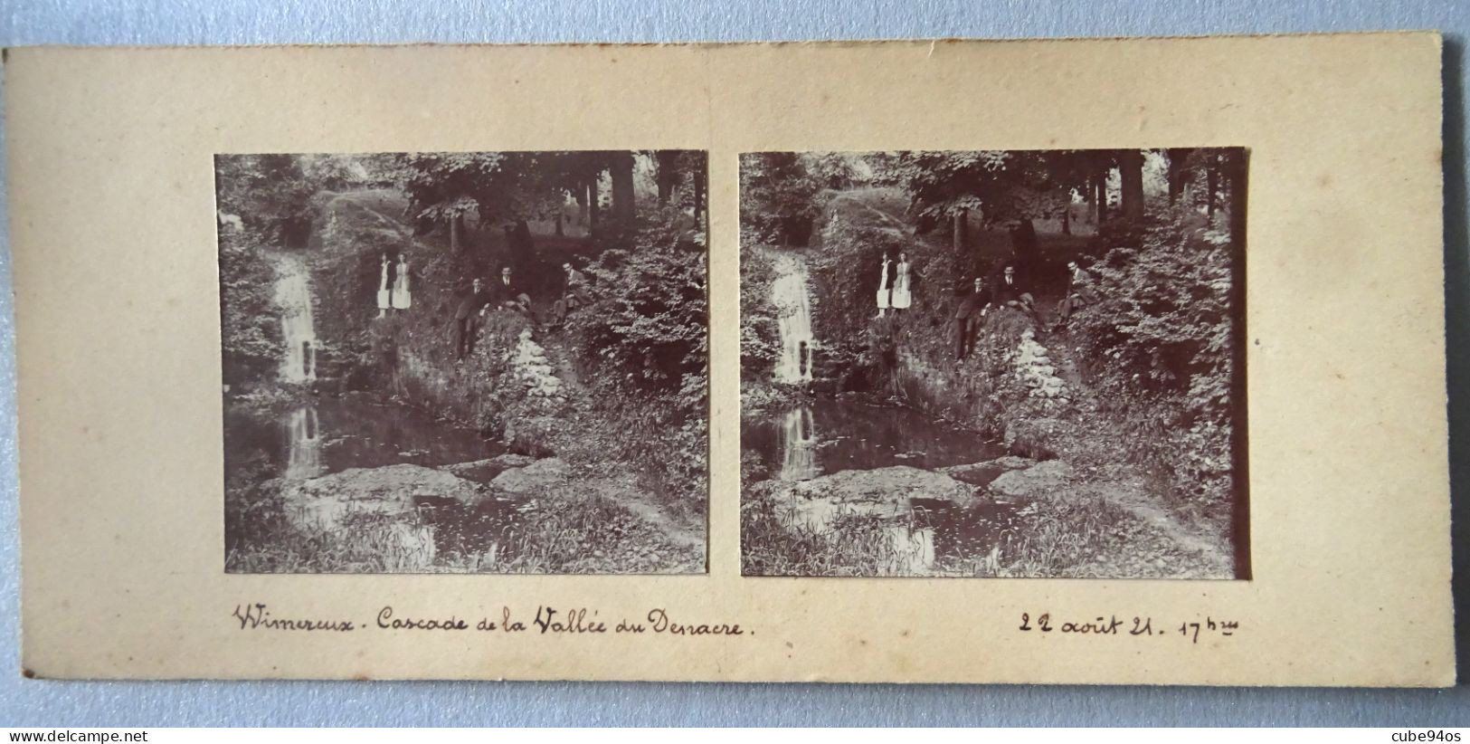 PHOTO STEREOSCOPIQUE DE WIMEREUX. CASCADE DE LA VALLEE DU DENACRE. 1921. - Autres & Non Classés